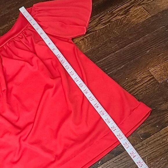 Vintage 70s Red Retro Layering Basic Shirt - Picture 9 of 13